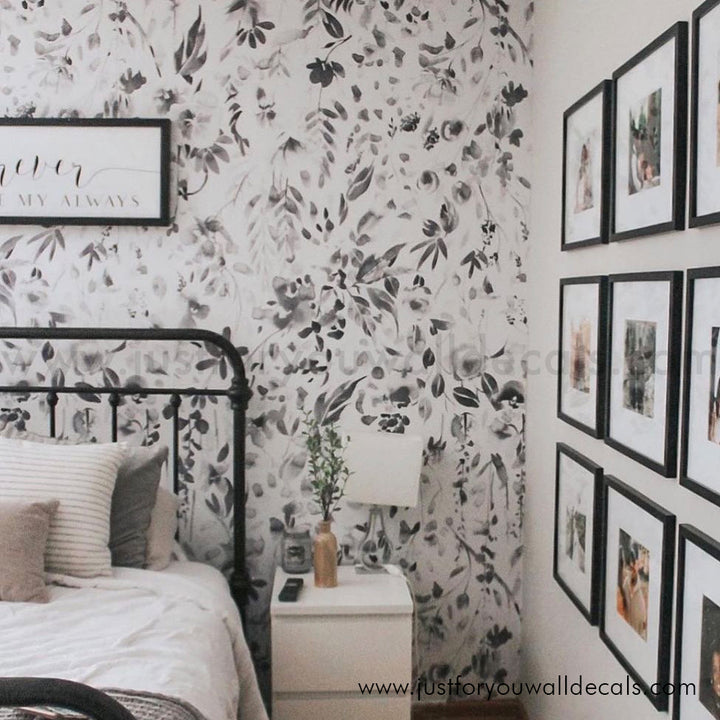 black and white bedroom floral wallpaper peel and stick