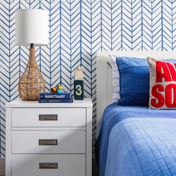 boys room wallpaper, Modern herringbone wallpaper design, creating a chic and timeless look.
