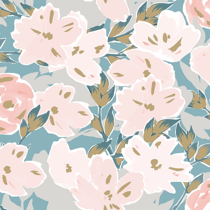 blush floral wallpaper, pink flower peel and stick wallpaper, girls room floral wallpaper, modern nursery wallpaper, oversized floral wall mural, botanical baby girl wallpaper, pastel pink wall décor, watercolor floral wallpaper, floral wallpaper for bedroom, removable flower wallpaper