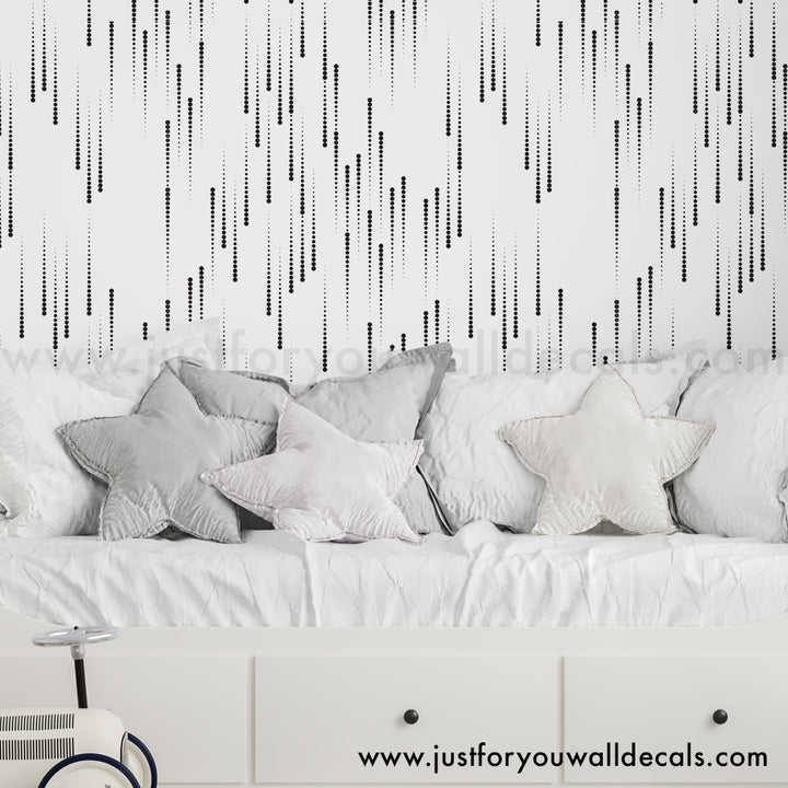 Falling dots wallpaper, Black and white nursery décor, Modern kids wallpaper, Peel and stick nursery wallpaper, Dreamy wall design, Cascading dot pattern, Removable wall décor, Nursery accent wall, Minimalist kids room, Contemporary nursery ideas
