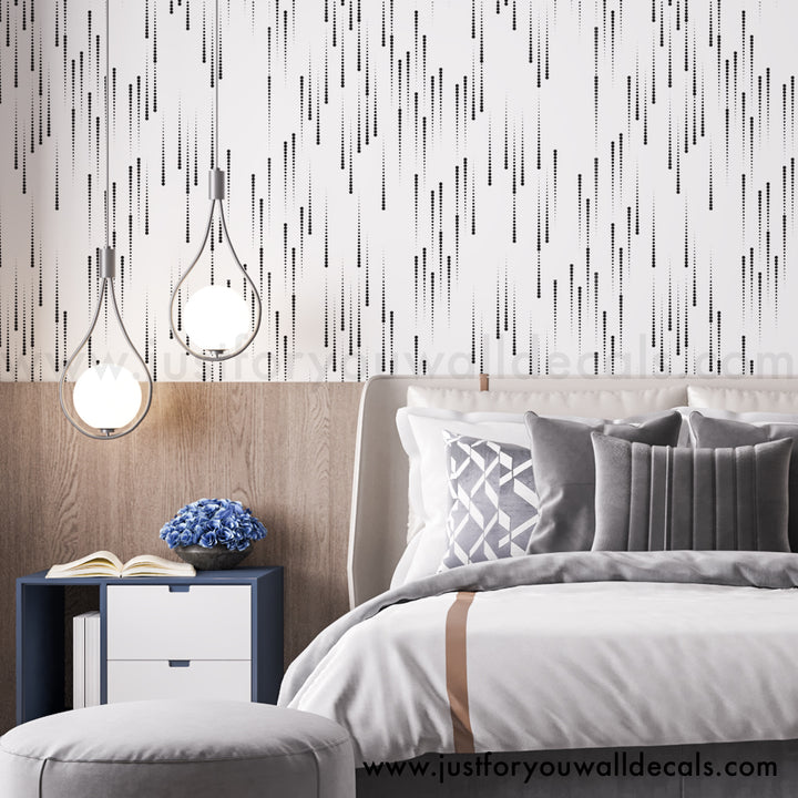 Falling dots wallpaper, Black and white nursery décor, Modern kids wallpaper, Peel and stick nursery wallpaper, Dreamy wall design, Cascading dot pattern, Removable wall décor, Nursery accent wall, Minimalist kids room, Contemporary nursery ideas