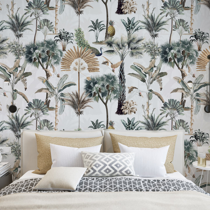Girls Room Tropical Wallpaper, Kids Room Palm Tree Tropical Wallpaper, Gender Neutral Nursery Wallpaper, Boho Tropical Wallpaper