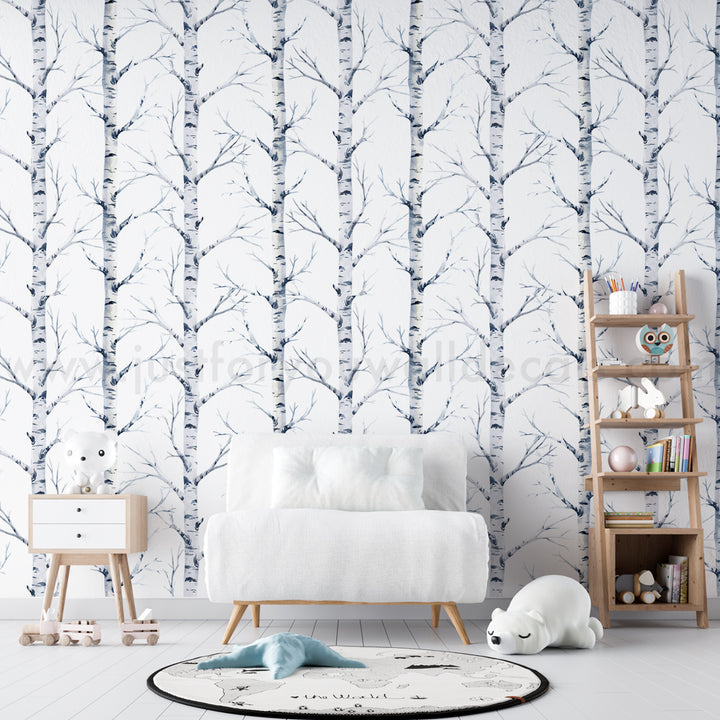 Birch tree wallpaper, Laundry room décor, Nature-inspired wallpaper, Tree pattern wallpaper, Removable wallpaper, Forest wallpaper, Neutral wallpaper designs, Minimalist wallpaper, Elegant home décor, Scandinavian style wallpaper, Woodland wallpaper, Nursery tree wallpaper, Forest nursery décor, Playroom wallpaper, Nature-inspired wallpaper
