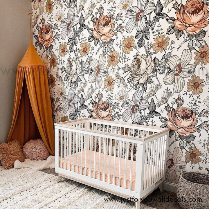 nursery floral wallpaper peel and stick