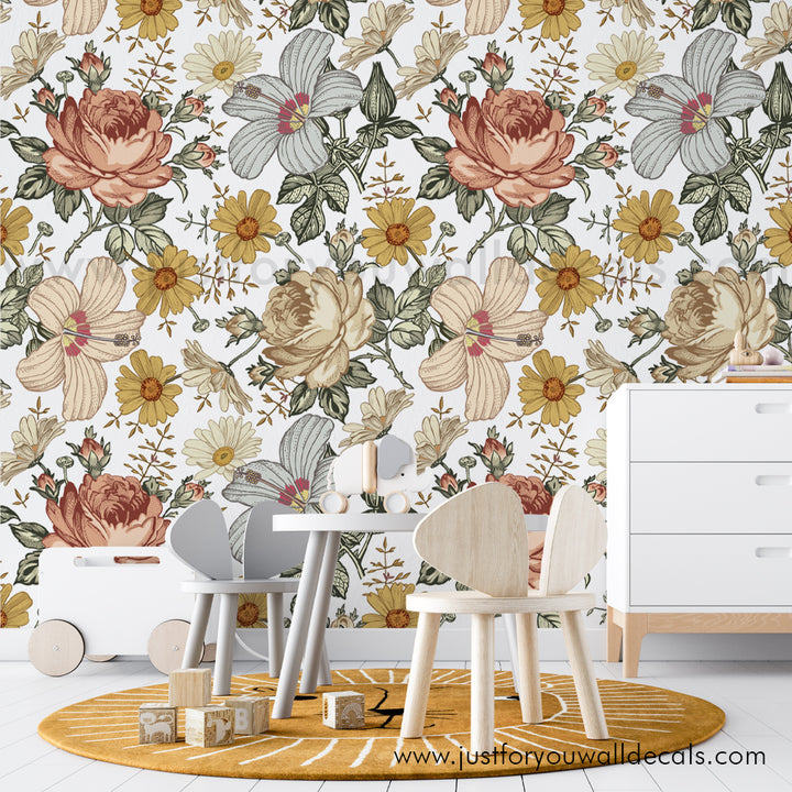 vintage floral wallpaper peel and stick