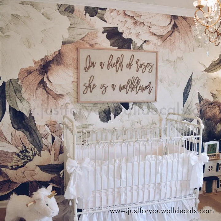 girl nursery floral wallpaper peel and stick