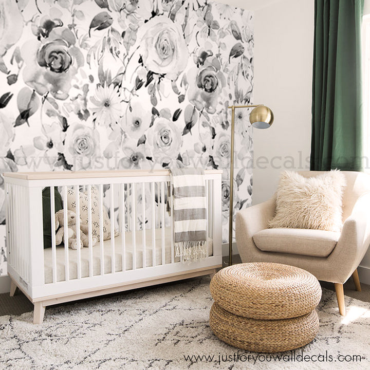 black and white floral wallpaper peel and stick removable