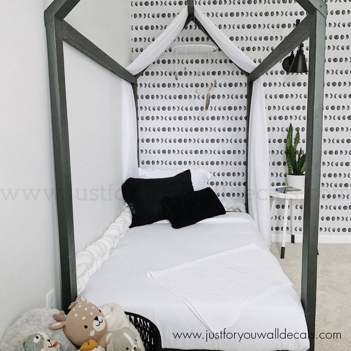 kids wallpaper, Modern, minimalist wallpaper showcasing rows of lunar phases perfect for chic interiors.