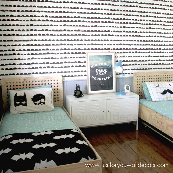 kids room wallpaper, Modern wallpaper, Minimalist wallpaper, Black and white wallpaper, Geometric wallpaper, Contemporary wall décor, Neutral wallpaper, Scandi-inspired wallpaper, Horizontal pattern wallpaper, Versatile wallpaper design, Stylish home wallpaper