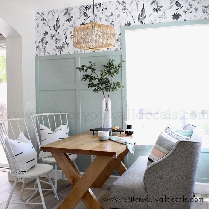 kitchen black and white floral wallpaper peel and stick