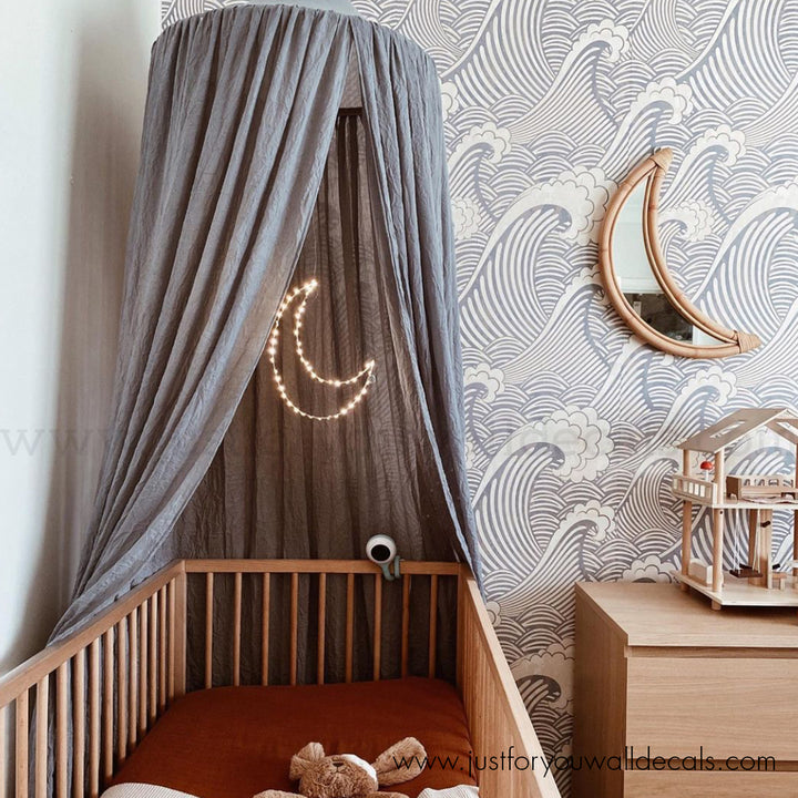 nursery wallpaper, Calm and playful wave-pattern wallpaper ideal for nursery and bedroom décor