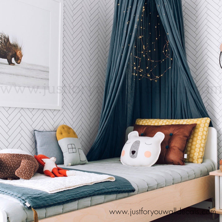 Modern zigzag peel-and-stick wallpaper design for kids rooms