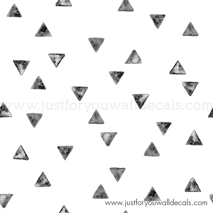 triangle wallpaper, Triangle wallpaper, Black and white wallpaper, Modern geometric wallpaper, Minimalist wallpaper design, Contemporary home décor, Scattered triangle pattern, Neutral home wallpaper, Trendy wallpaper ideas, Versatile wallpaper, Easy-to-install wallpaper