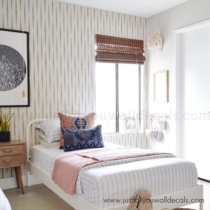 peel and stick wallpaper, Black and white wallpaper, Modern dot wallpaper, Vertical dot pattern, Minimalist wallpaper, Bathroom wall décor, Contemporary wall covering, Chic wallpaper design, Monochrome dots wallpaper, Elegant wallpaper, Removable wall decals