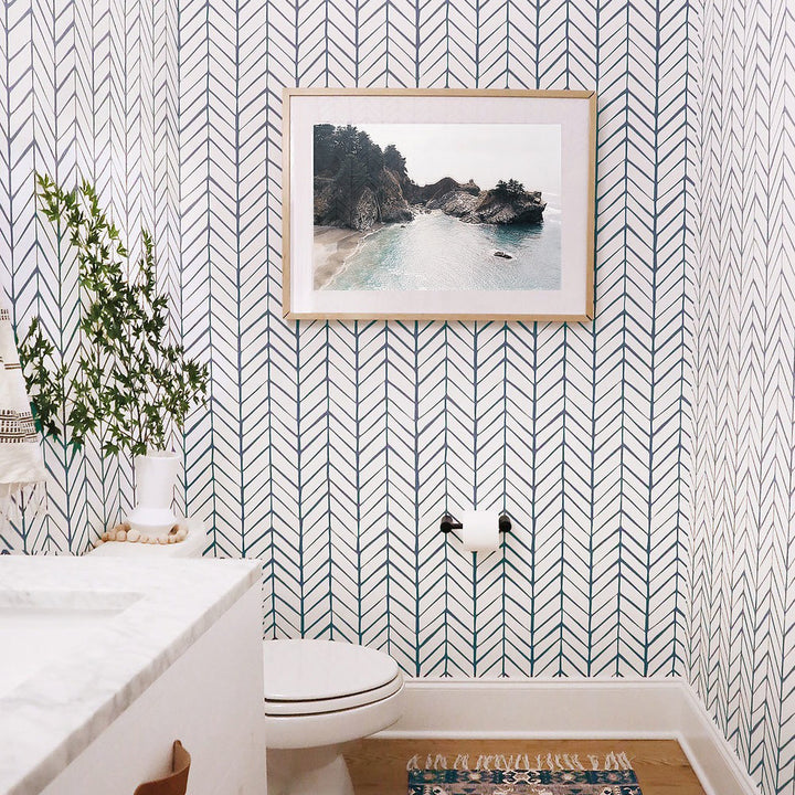 modern wallpaper, Elegant minimalist wallpaper featuring classic vertical herringbone lines in a neutral monochrome color palette.