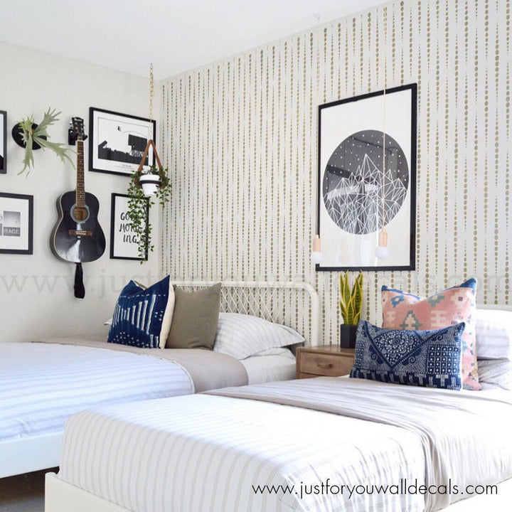 Black and white wallpaper, Modern dot wallpaper, Vertical dot pattern, Minimalist wallpaper, Bathroom wall décor, Contemporary wall covering, Chic wallpaper design, Monochrome dots wallpaper, Elegant wallpaper, Removable wall decals